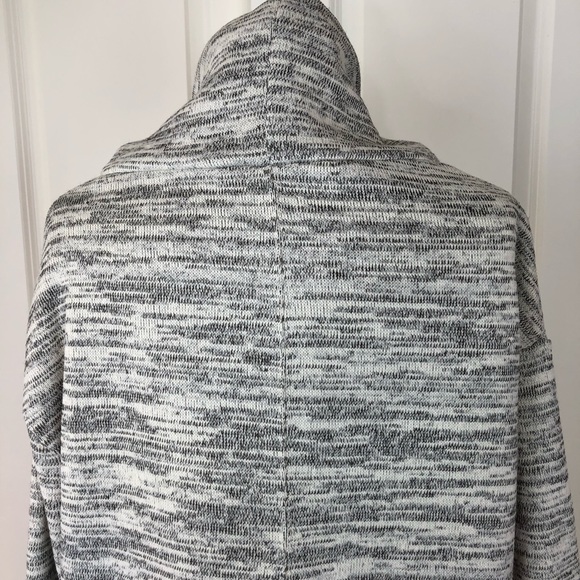 Anthropologie Saturday Sunday Sweatshirt Small gray white stripe top cowl neck - Picture 5 of 8